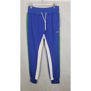Le Tigre Jogger Sweatpants M Blue Green White Drawstring Front Logo Outdoor NWT